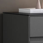Modern Stone Top Faux Leather 2-Drawer Nightstand