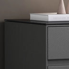Modern Stone Top Faux Leather 2-Drawer Nightstand