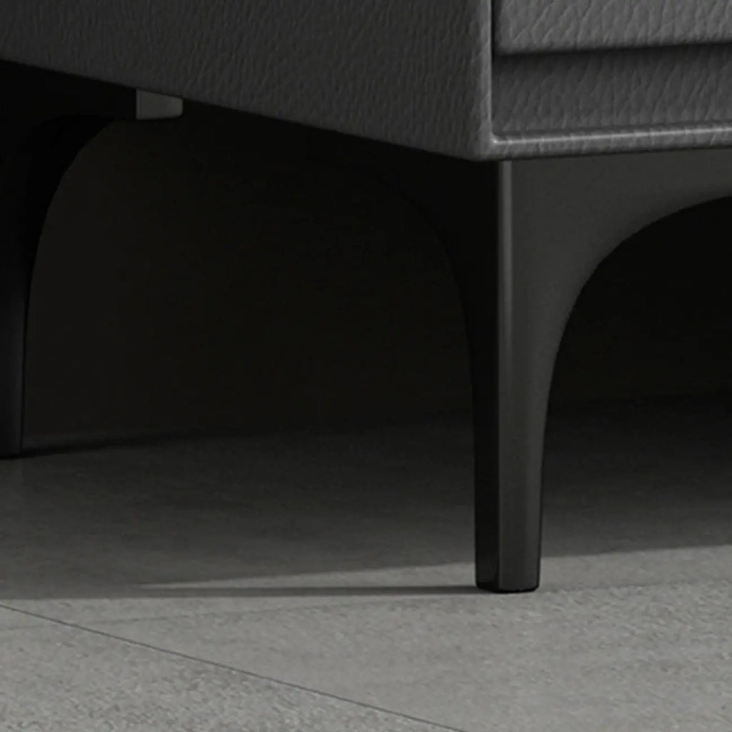 Modern Stone Top Faux Leather 2-Drawer Nightstand