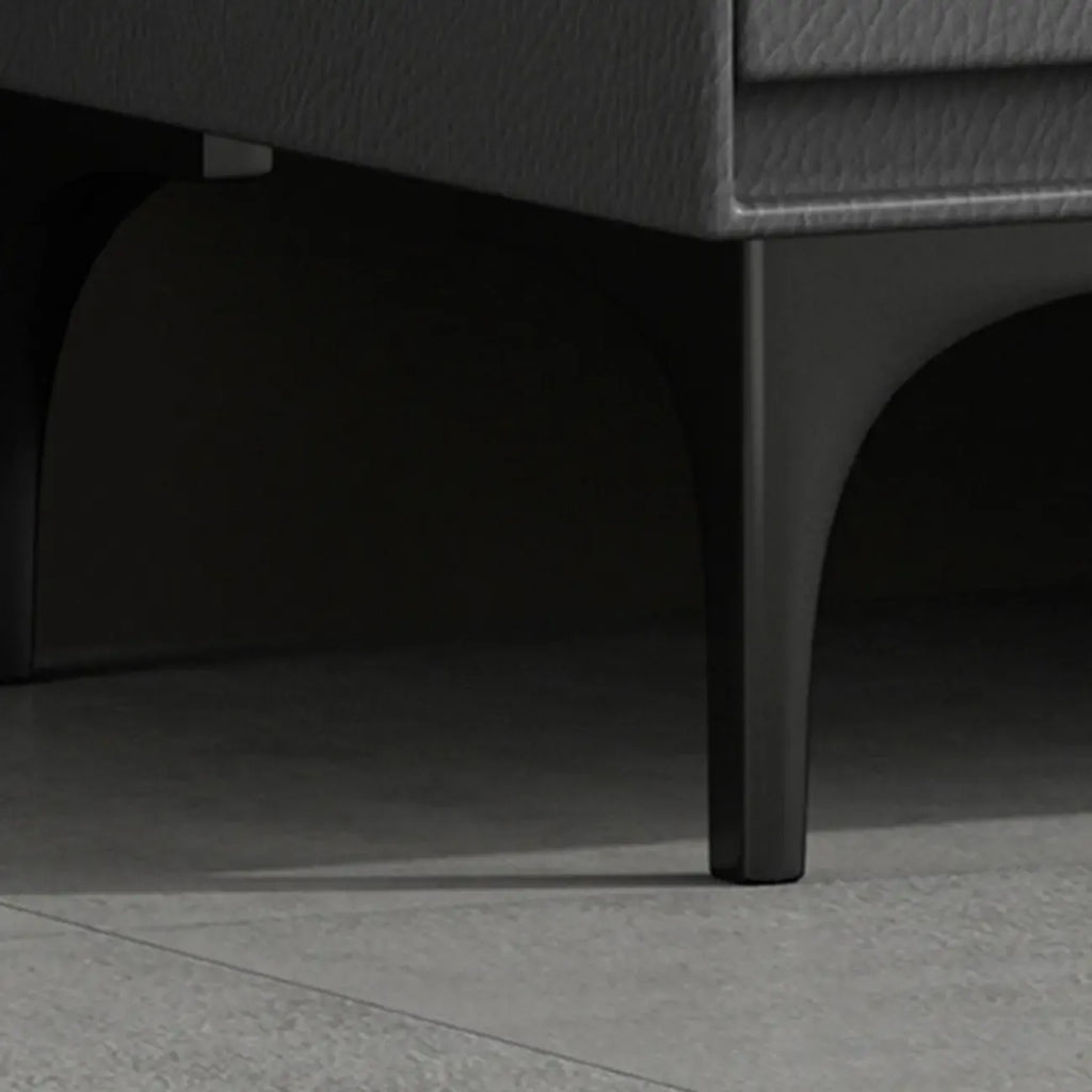 Modern Stone Top Faux Leather 2-Drawer Nightstand