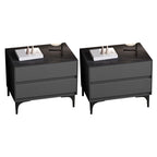 Modern Stone Top Faux Leather 2-Drawer Nightstand