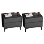 Modern Stone Top Faux Leather 2-Drawer Nightstand