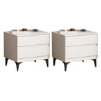 Modern Stone Top Faux Leather 2-Drawer Nightstand