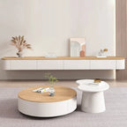 Contemporary Long White Wood Floating TV Stand with Drawers