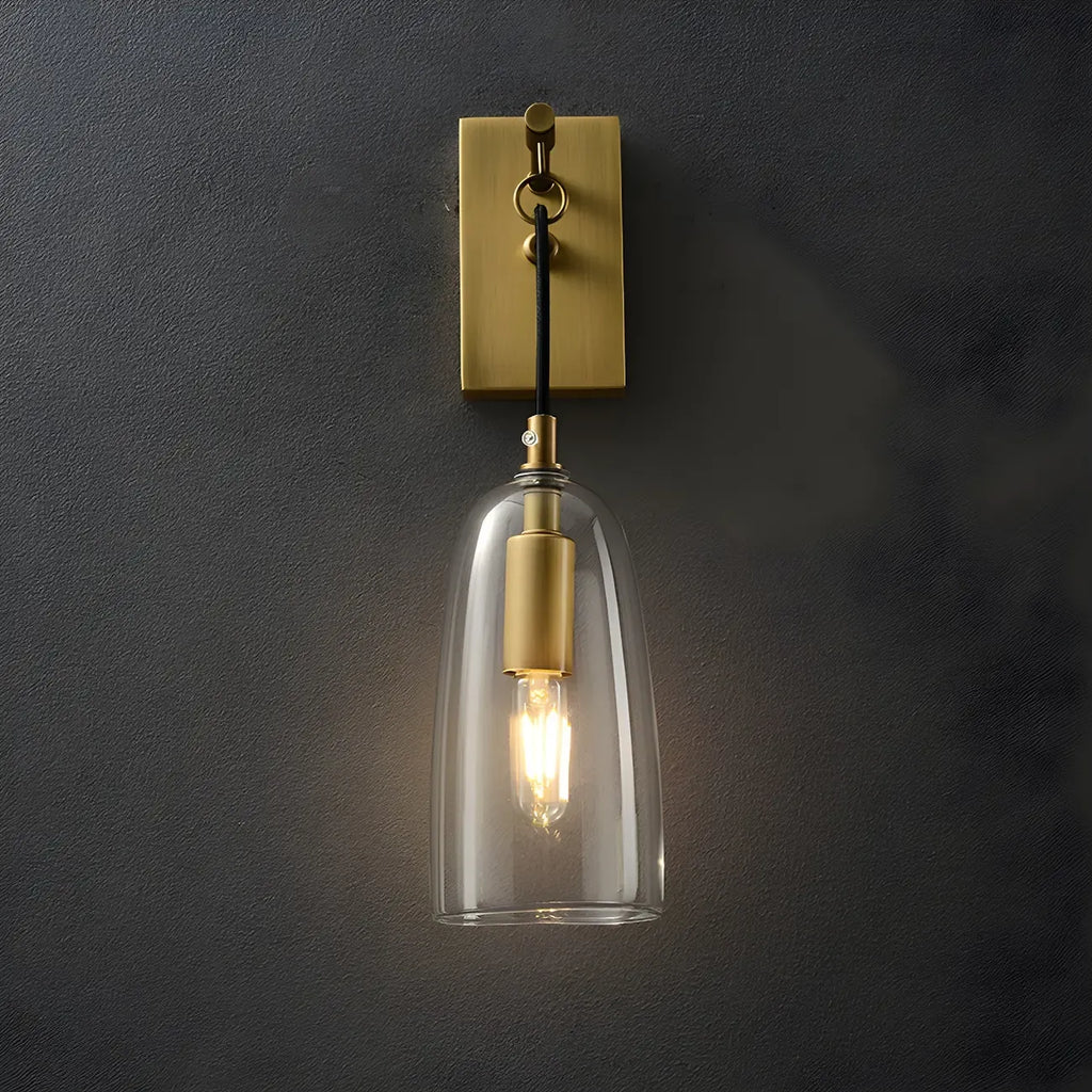 Gold Geometric Vanity Light with Clear Glass Shade