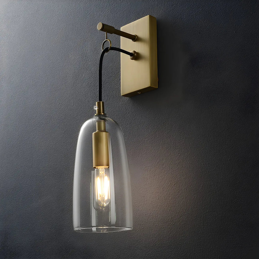 Gold Geometric Vanity Light with Clear Glass Shade