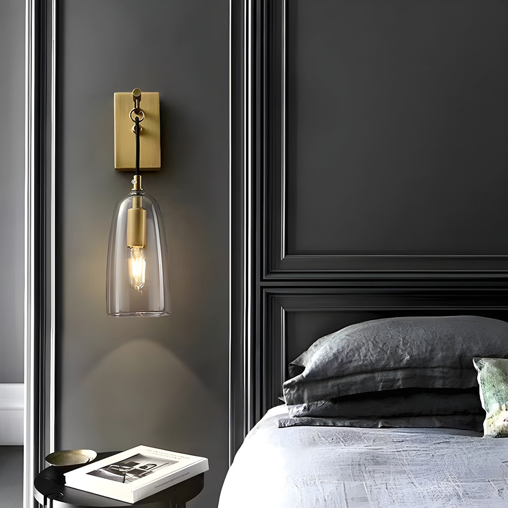 Gold Geometric Vanity Light with Clear Glass Shade