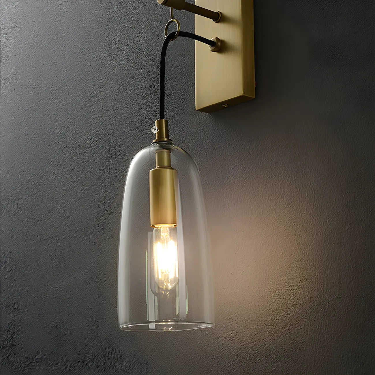 Gold Geometric Vanity Light with Clear Glass Shade