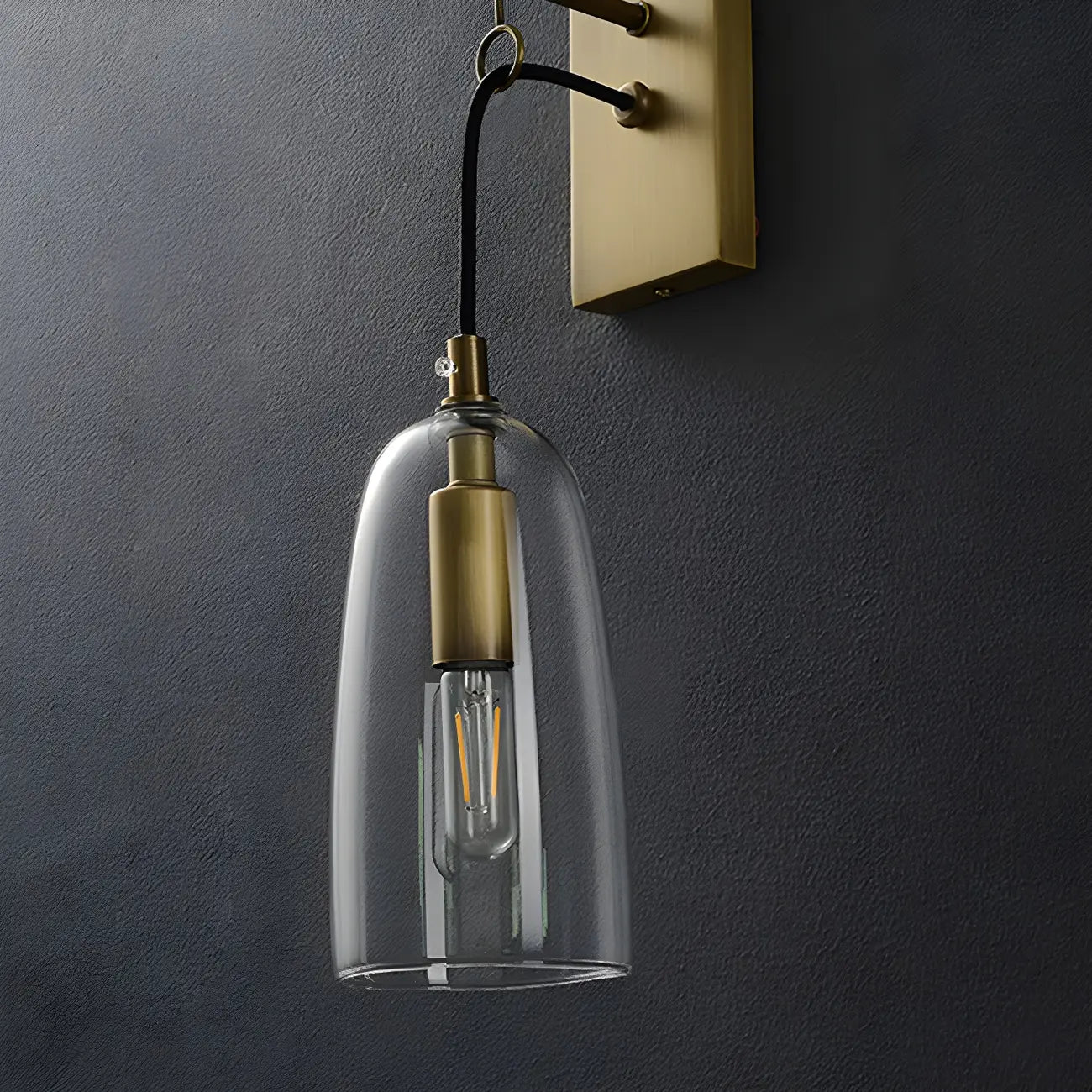 Gold Geometric Vanity Light with Clear Glass Shade