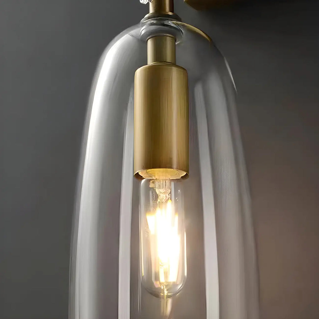 Gold Geometric Vanity Light with Clear Glass Shade