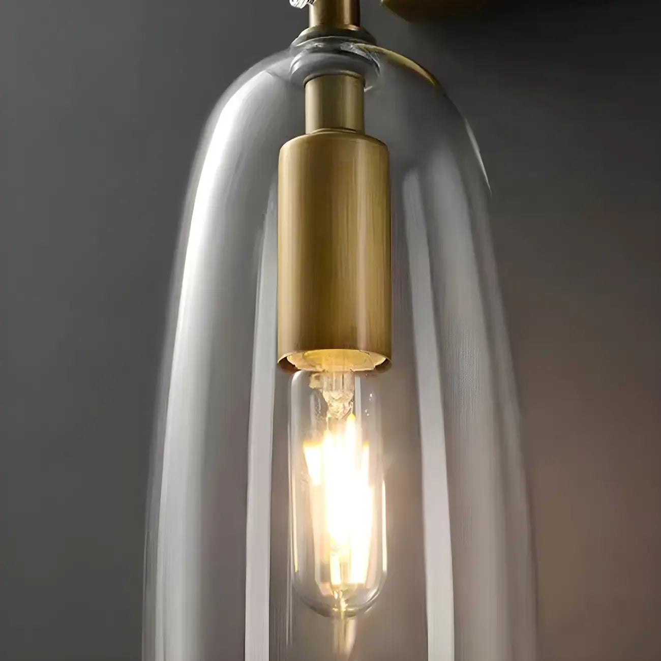 Gold Geometric Vanity Light with Clear Glass Shade