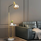 Modern Metal Globe Glass Arc Floor Lamp with Table