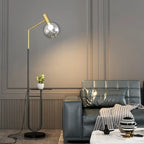 Modern Metal Globe Glass Arc Floor Lamp with Table