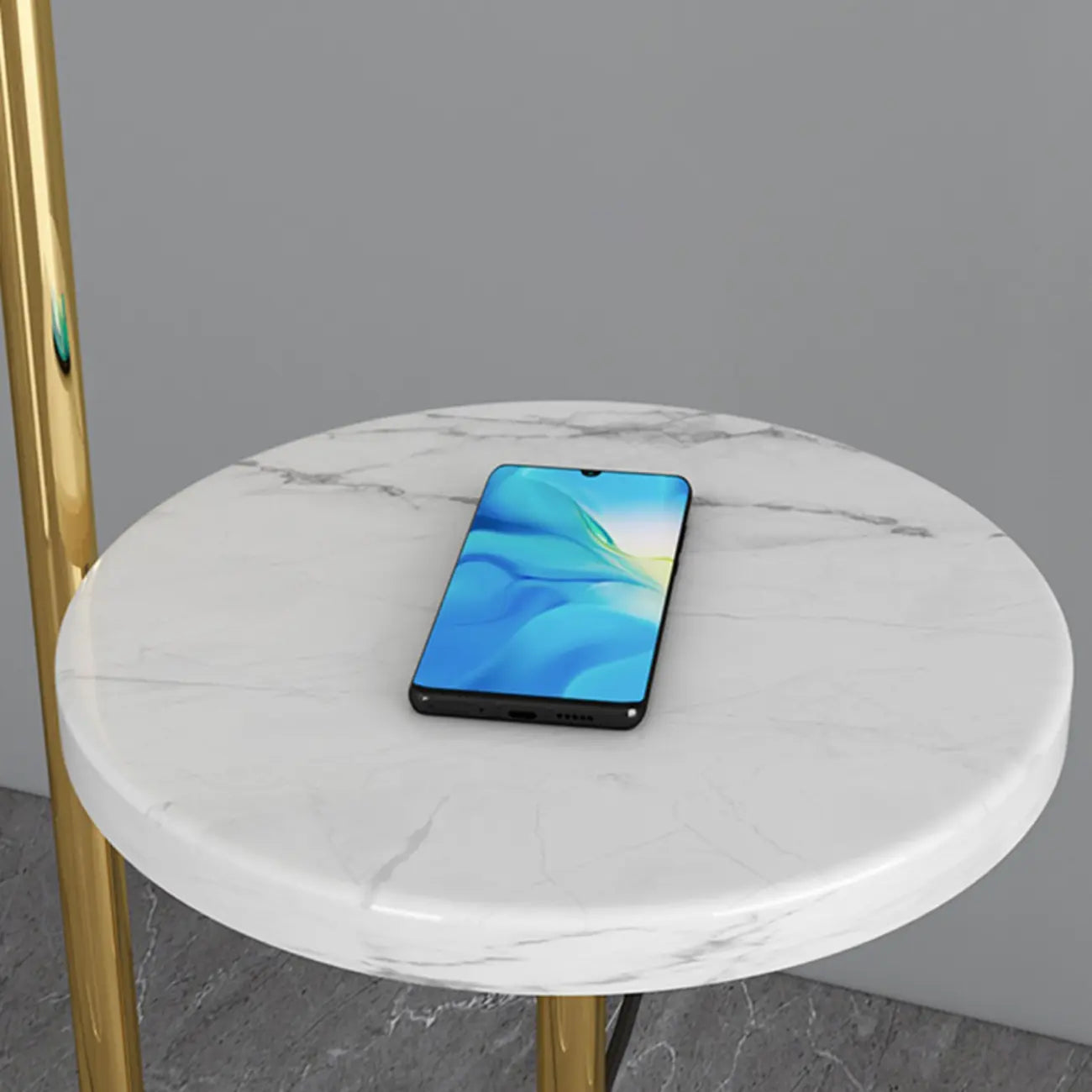 Modern Metal Globe Glass Arc Floor Lamp with Table