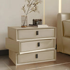 Compact Orange Faux Leather 3-Drawer Stacked Nightstand