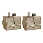 Compact Orange Faux Leather 3-Drawer Stacked Nightstand