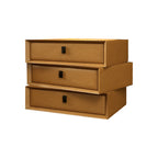 Compact Orange Faux Leather 3-Drawer Stacked Nightstand