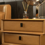 Compact Orange Faux Leather 3-Drawer Stacked Nightstand