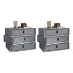 Compact Orange Faux Leather 3-Drawer Stacked Nightstand