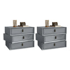 Compact Orange Faux Leather 3-Drawer Stacked Nightstand