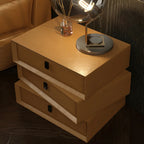 Compact Orange Faux Leather 3-Drawer Stacked Nightstand