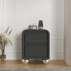 Narrow Off-White Faux Leather 2 Drawers Nightstand