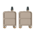 Narrow Off-White Faux Leather 2 Drawers Nightstand