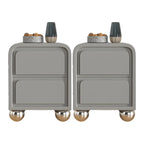 Narrow Off-White Faux Leather 2 Drawers Nightstand