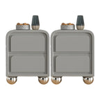 Narrow Off-White Faux Leather 2 Drawers Nightstand