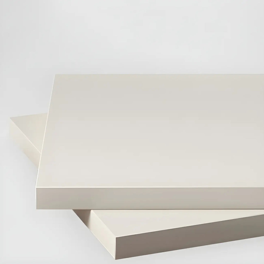 Narrow Off-White Faux Leather 2 Drawers Nightstand