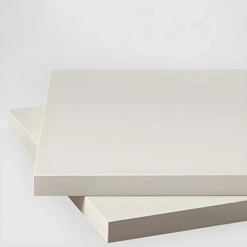 Narrow Off-White Faux Leather 2 Drawers Nightstand