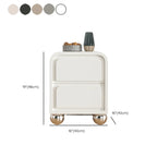 Narrow Off-White Faux Leather 2 Drawers Nightstand