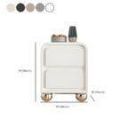 Narrow Off-White Faux Leather 2 Drawers Nightstand