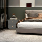 Modern White Faux Leather Rounded 2-Drawer Nightstand