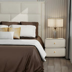 Modern White Faux Leather Rounded 2-Drawer Nightstand