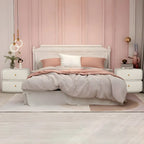 Modern White Faux Leather Rounded 2-Drawer Nightstand