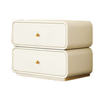Modern White Faux Leather Rounded 2-Drawer Nightstand