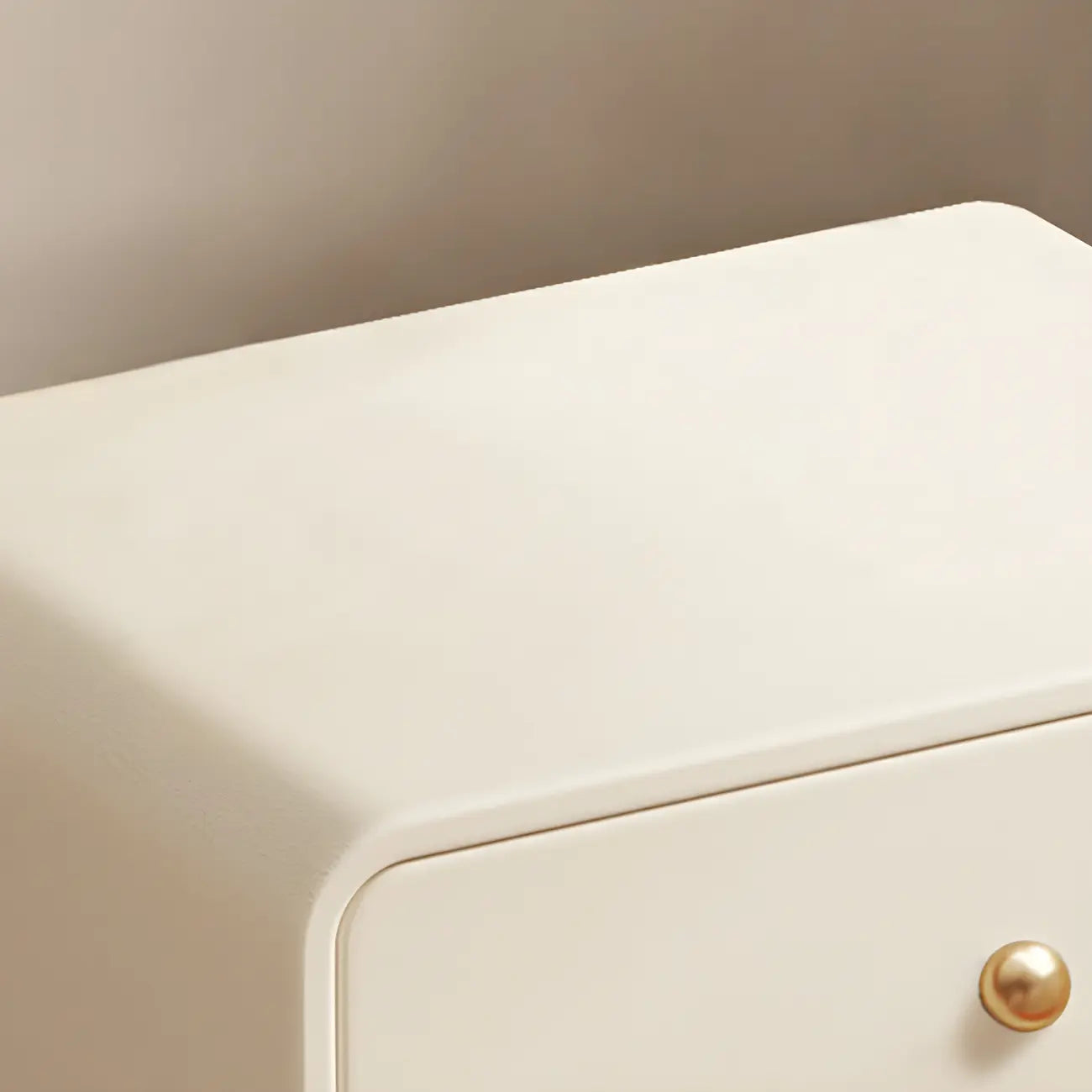 Modern White Faux Leather Rounded 2-Drawer Nightstand