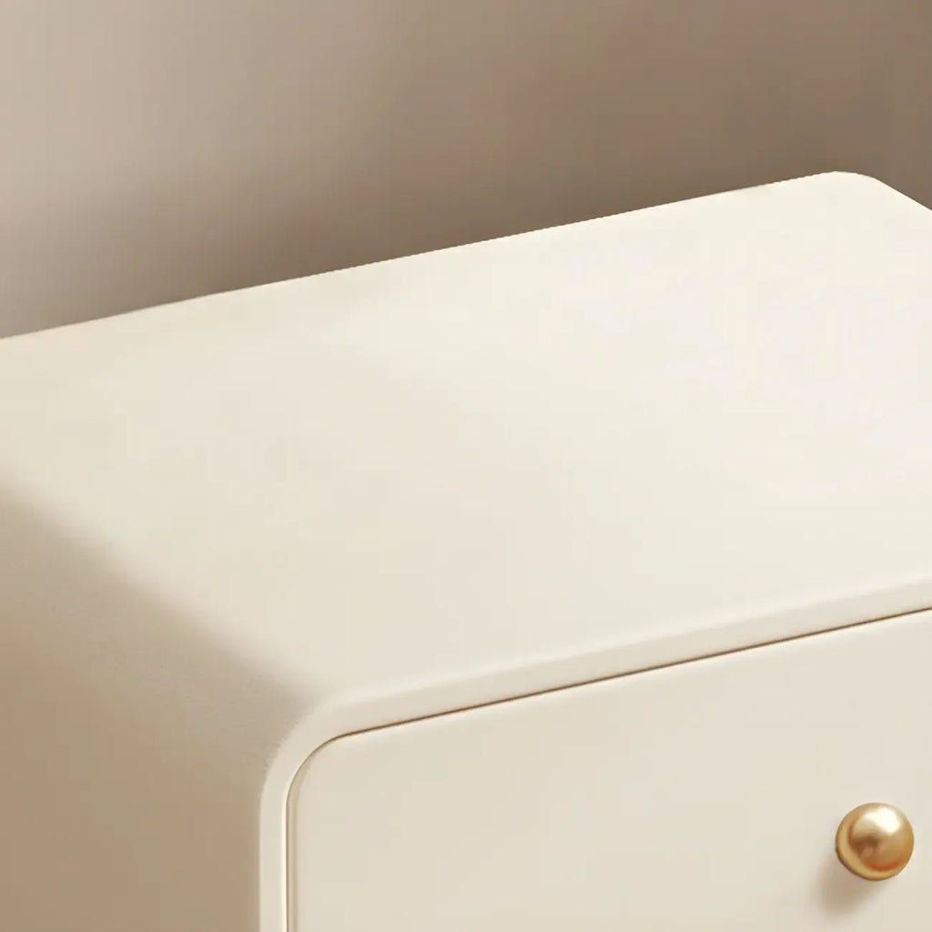 Modern White Faux Leather Rounded 2-Drawer Nightstand
