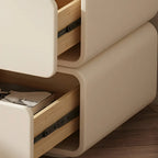 Modern White Faux Leather Rounded 2-Drawer Nightstand