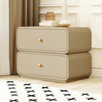 Modern White Faux Leather Rounded 2-Drawer Nightstand