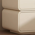 Modern White Faux Leather Rounded 2-Drawer Nightstand