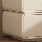 Modern White Faux Leather Rounded 2-Drawer Nightstand