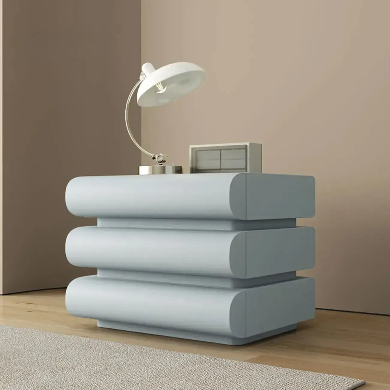 Minimalist Leather Top Wood Frame 3-Drawer Nightstand