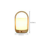 Natural Wood Barrel Glass Shade Cordless Table Lamp