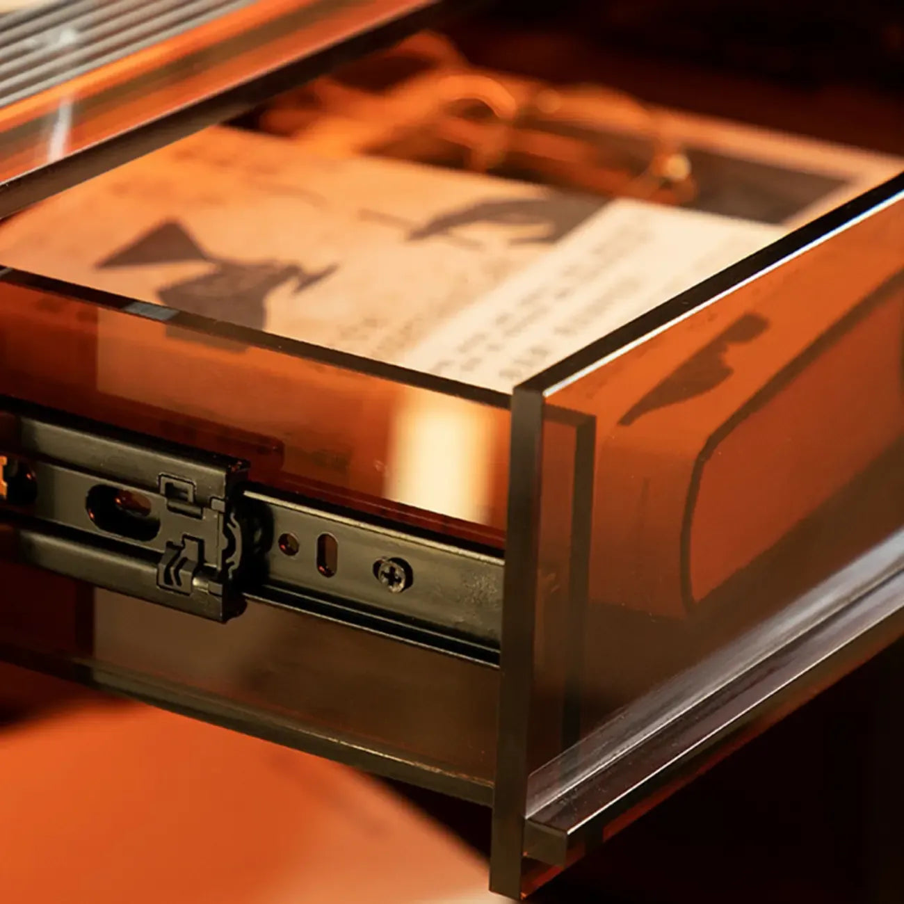 Modern Small Acrylic Nightstand with Drawer