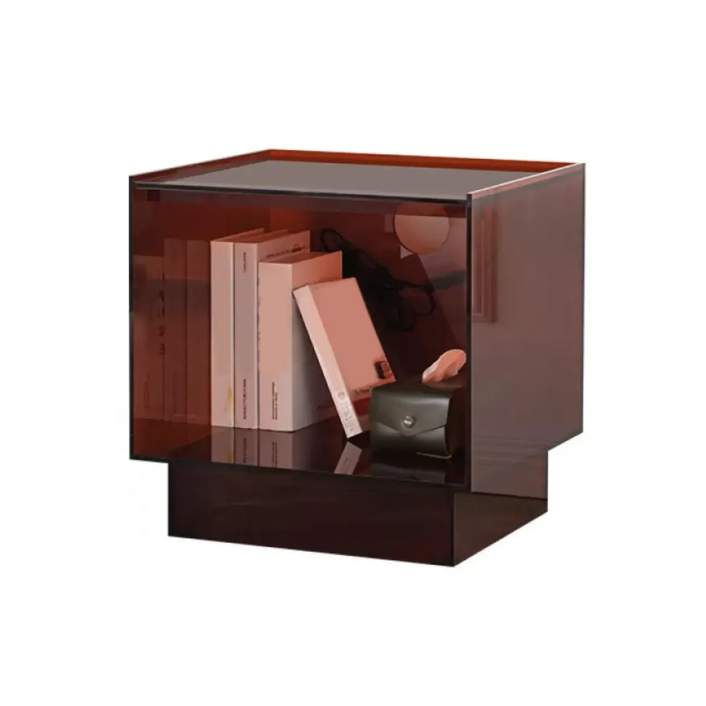 Modern Small Acrylic Nightstand with Drawer