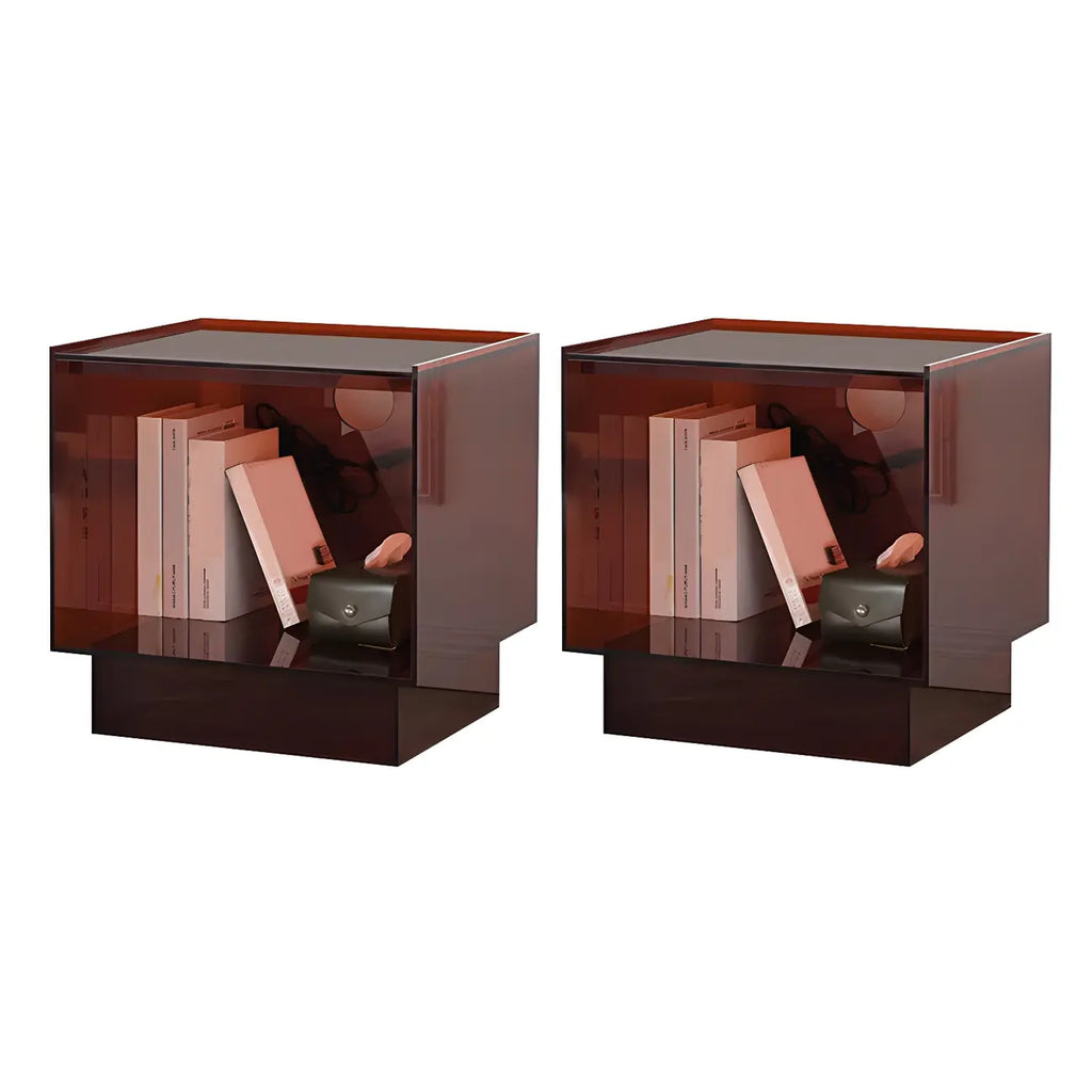 Modern Small Acrylic Nightstand with Drawer