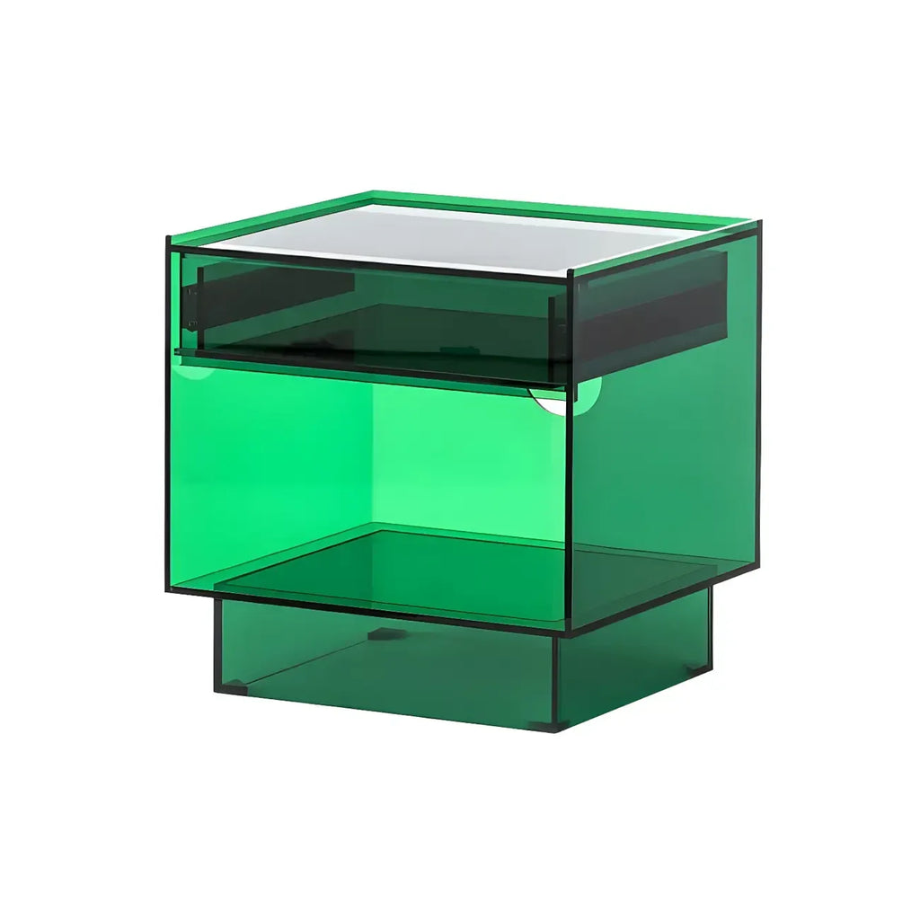 Modern Small Acrylic Nightstand with Drawer