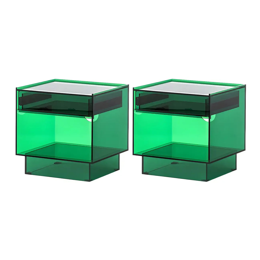 Modern Small Acrylic Nightstand with Drawer